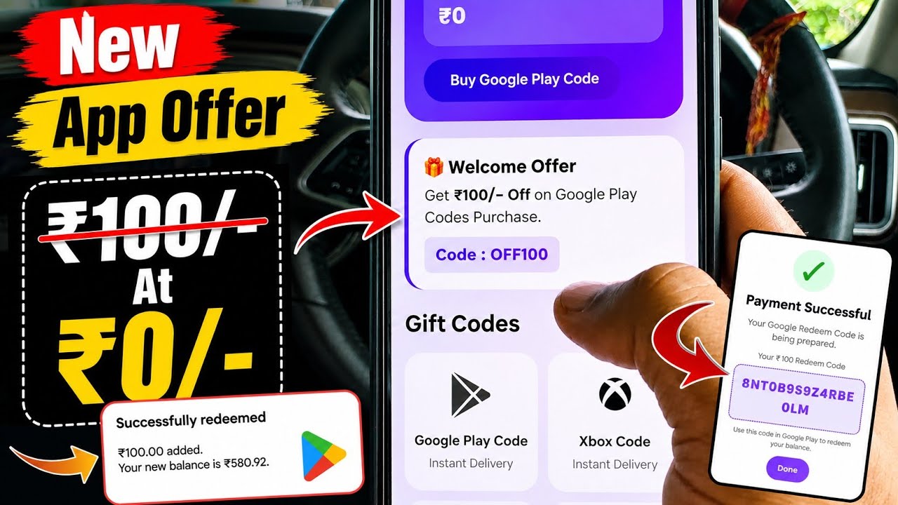 🔥 NEW APP OFFER: ₹100 Google Redeem Code at ₹0! FREE 😱 | No Task, No Survey