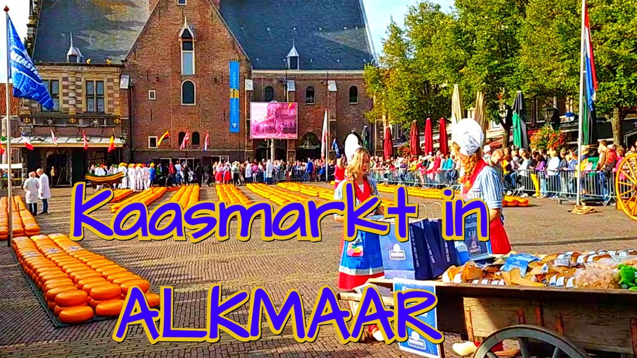 Kaasmarkt in Alkmaar, verbeterde video en commentaar, in HD