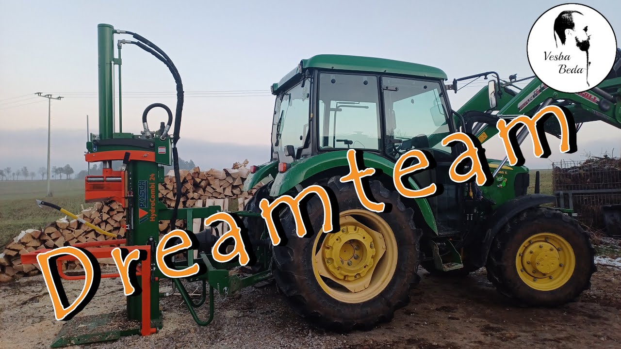 Holz spalten mit John Deere 5065E und Posch Hydrocombi 24