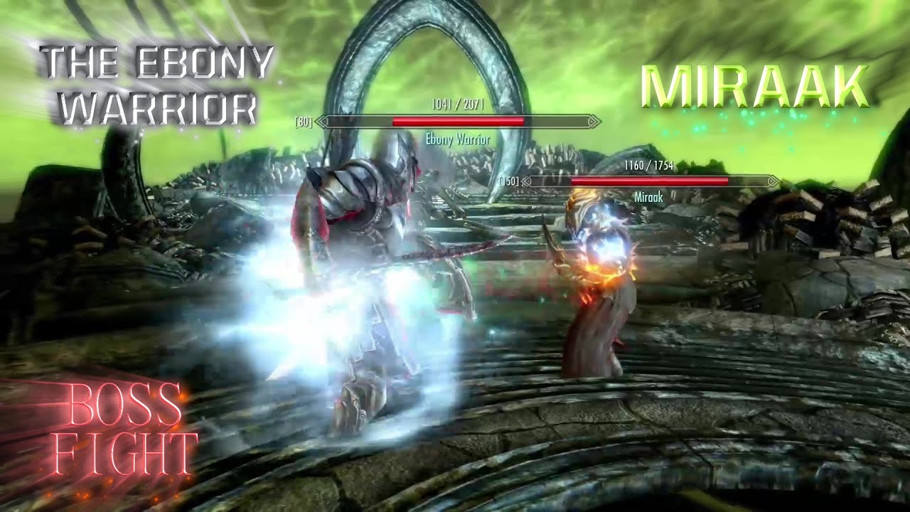 Skyrim Battles - The Ebony Warrior vs. Miraak - Boss Fight at the Summit of Apocrypha