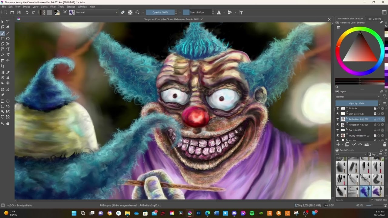 Simpsons Krusty the Clown Halloween Digital Art Timelapse