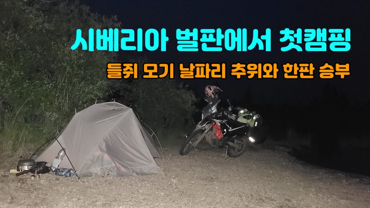 [유라시아횡단6 러시아 🇷🇺] 시베리아에서 첫캠핑 들쥐 모기 날파리 추위 때문에 잠을 잘 수 가없습니다