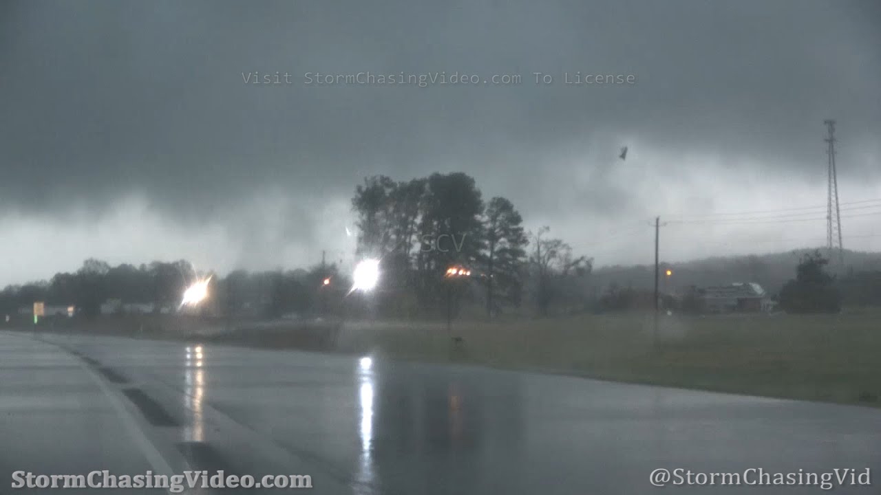 Tornado ripping roofs off, power flashes and large debris flying, Tuscaloosa, AL - 3/17/2021