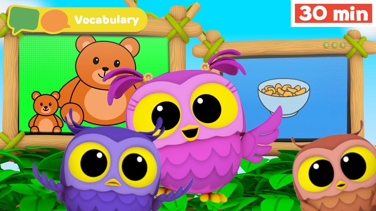 Hoot, Scoot & What | Learn Vocabulary for Kids | First Words | Cereal | Teddy Bear |First University