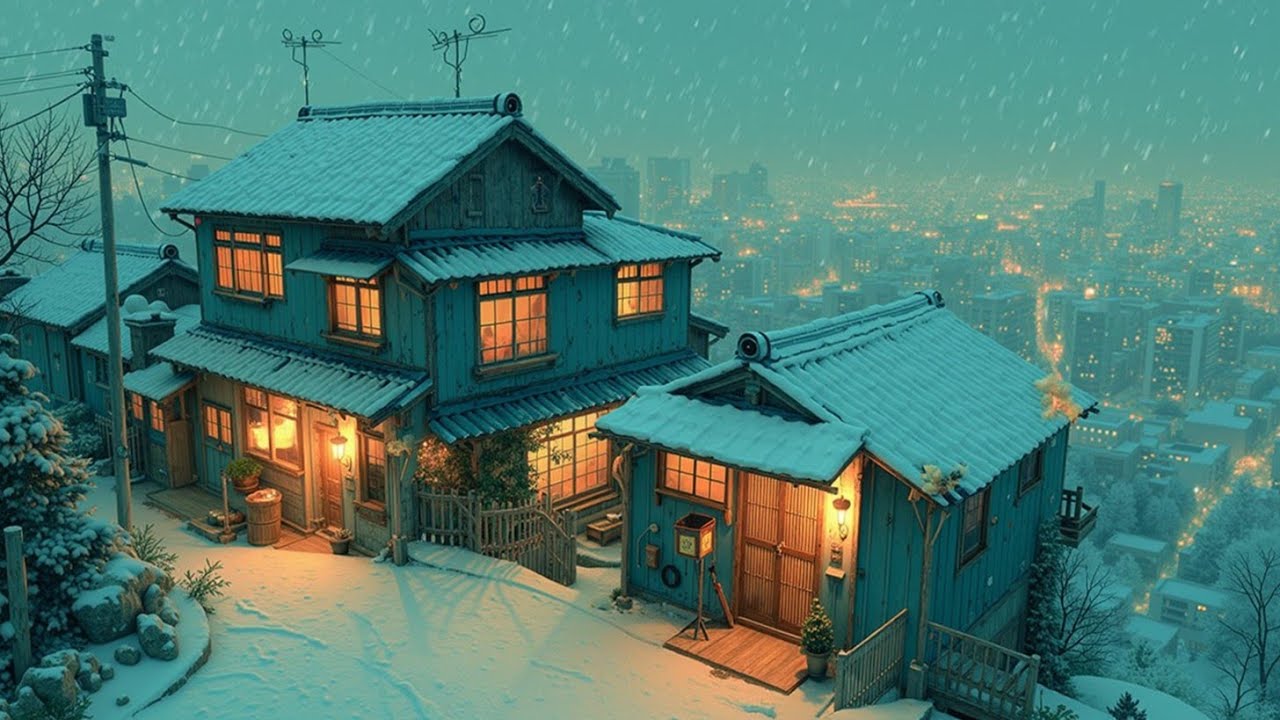 Снежная Япония Lo-fi Амбиент ❄️ Уютные Зимние Ритмы и Ретро Городские Вибрации 🎶 Расслабься и Учись