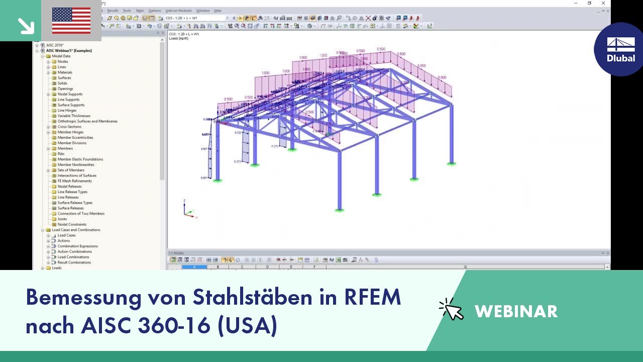 [EN] Webinar: Bemessung von Stahlstäben in RFEM nach AISC 360-16 (USA)