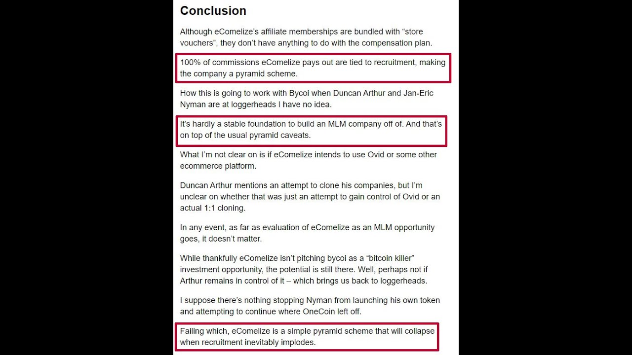 BehindMLM review -  eComelize is a simple pyramid scheme that will collapse 02/03/2020