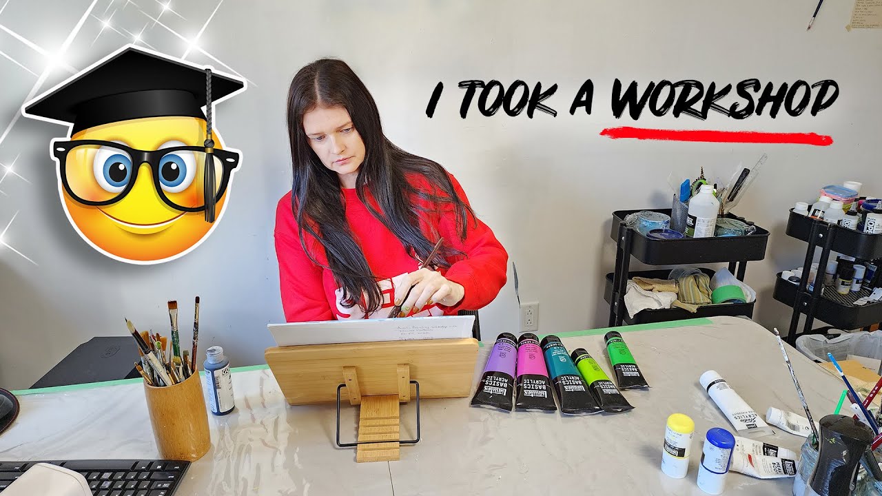 I took a painting workshop with a MASTER ARTIST 🎨 Cozy Art Vlog
