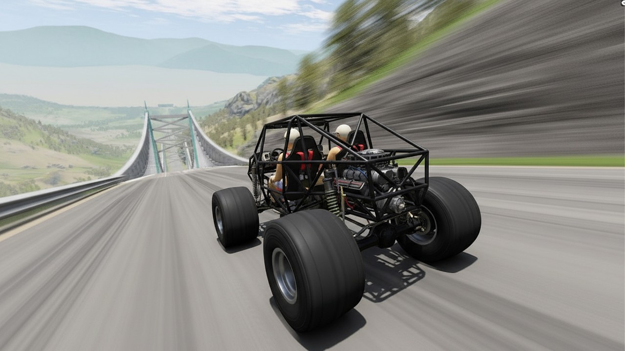 Full Throttle INSANE Long Downhill lane | BeamNG drive Realistic Crashes & Speed Test #15