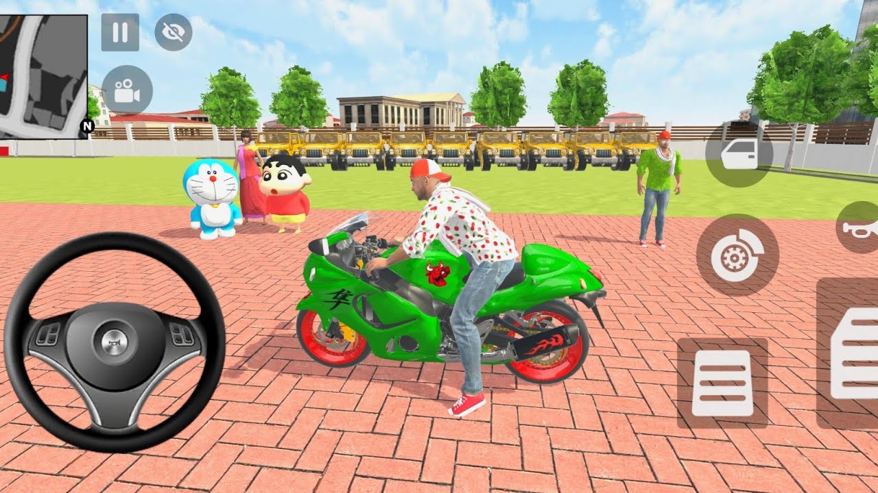 Car Bike Game: Franklin ordered an Indian Green Hayabusa and drives a new Indian Police Gadi in Game