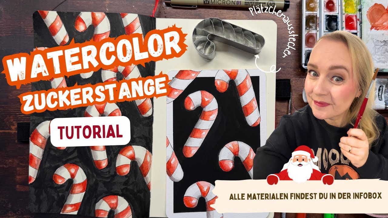 Easy Peasy! 🖌️ Zuckerstange Watercolor Tutorial für deine DIY Weihnachtskarten