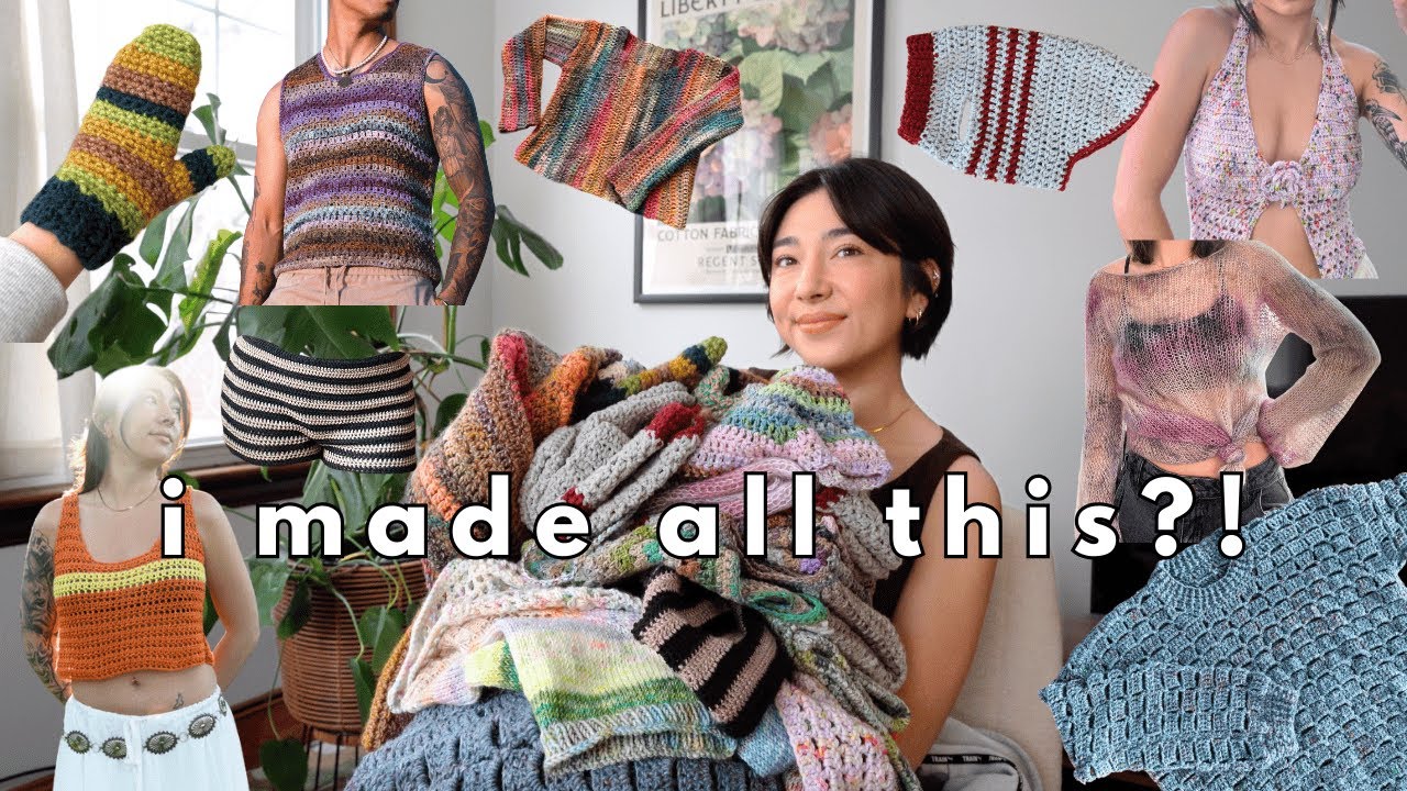 trying on everything i crochet/knit this year ✿