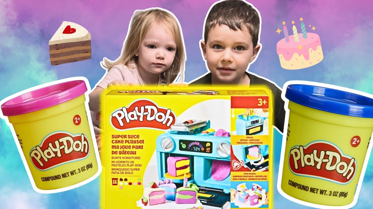 Play-Doh Cake Party! 🍰 Super Slice Cake Playset Fun with My Kids!