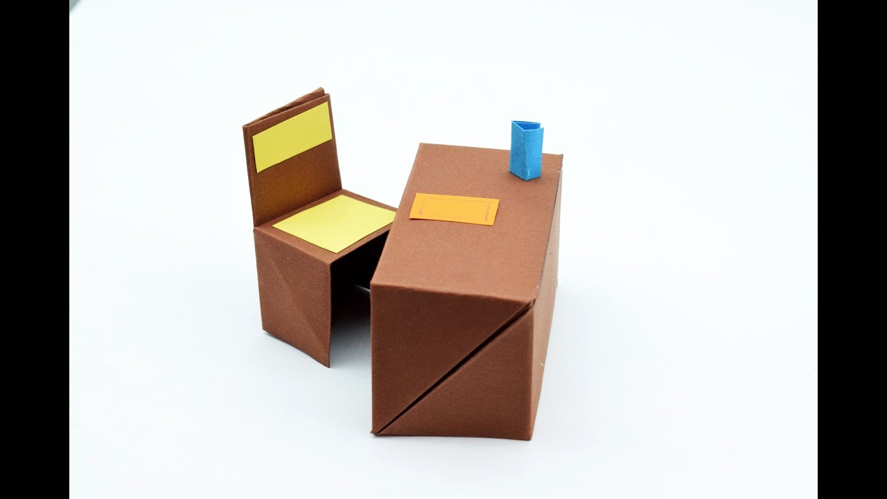 How to make a paper Desk and Chair? (decor)