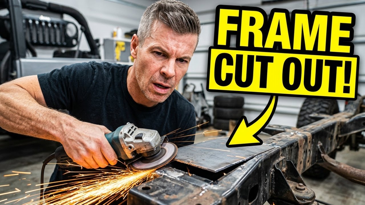 turning a jeep cj5 into cj6 cutting out plates off the Frame! 