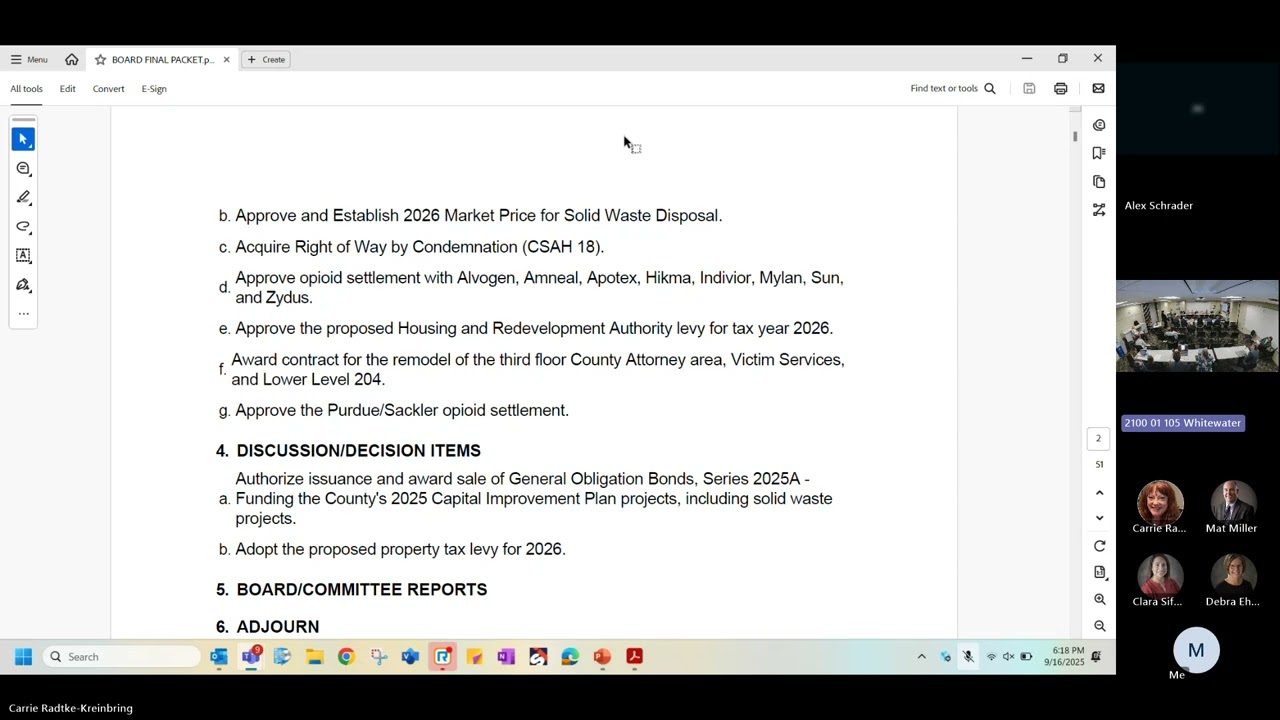 Olmsted County Board Meeting - September 16, 2025