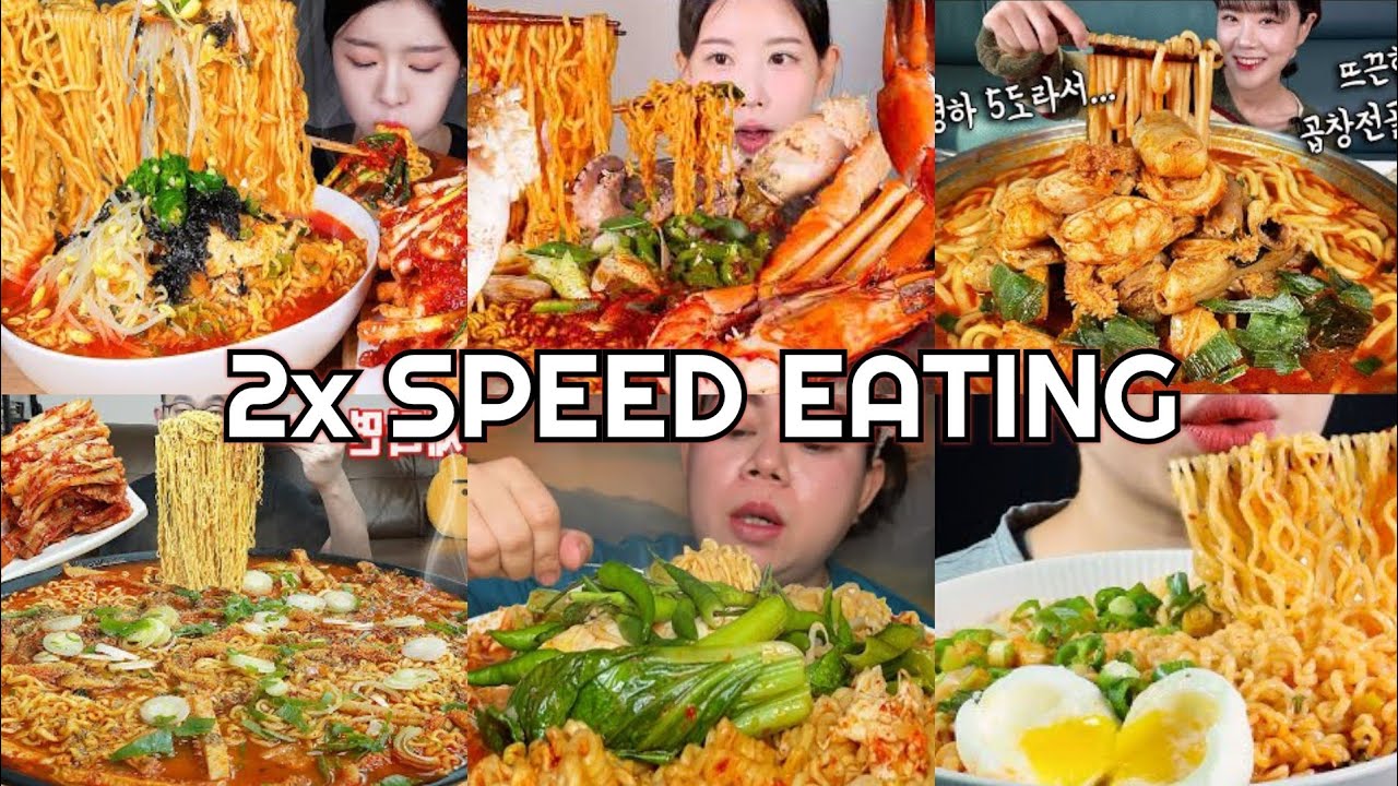 Hot & Spicy Ramyeon Spicy Noodle Soup Mukbang | ASMR 2x Speed Eating Show 