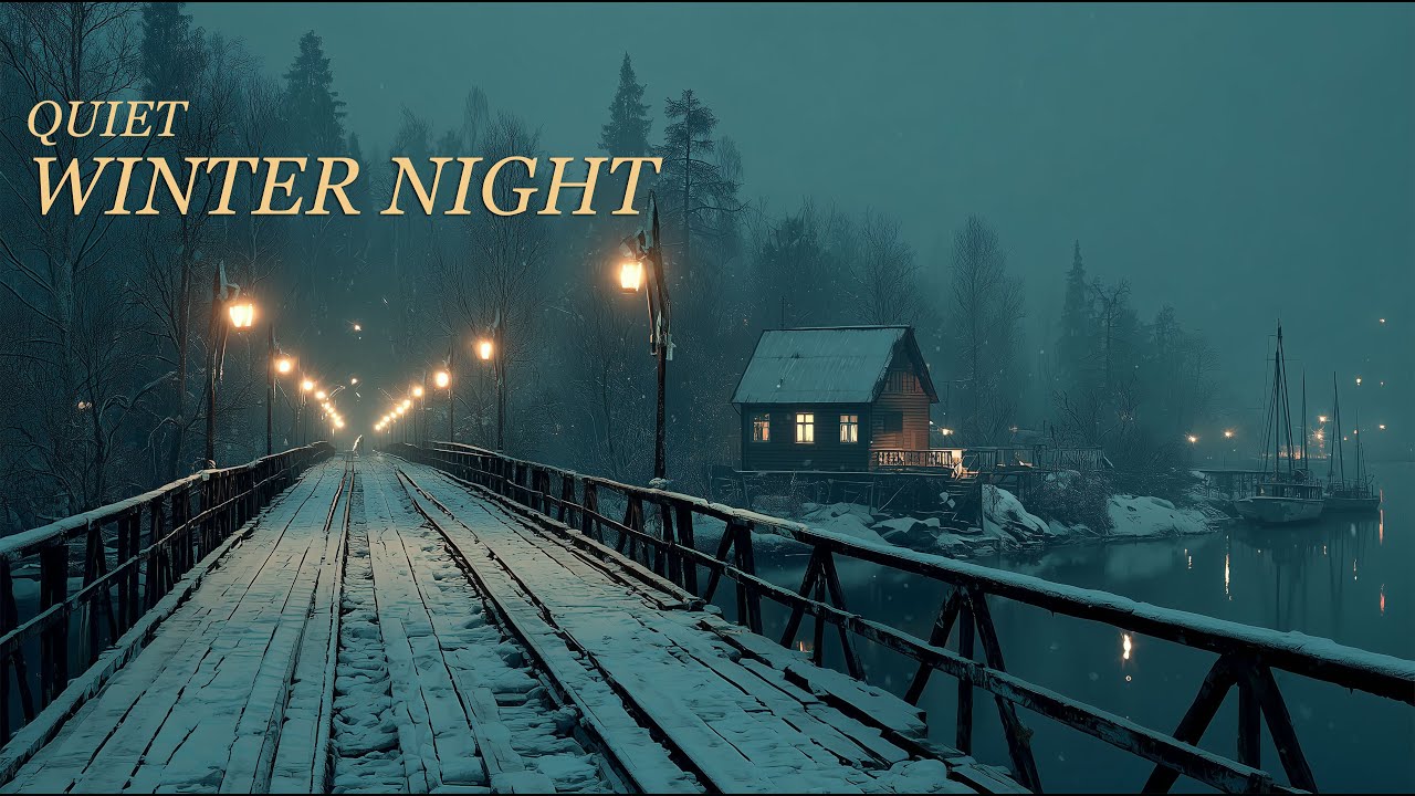 Quiet Winter Night 🌙 Cozy Snowfall, Calm Music for Sleep & Relaxation (2 Hours)