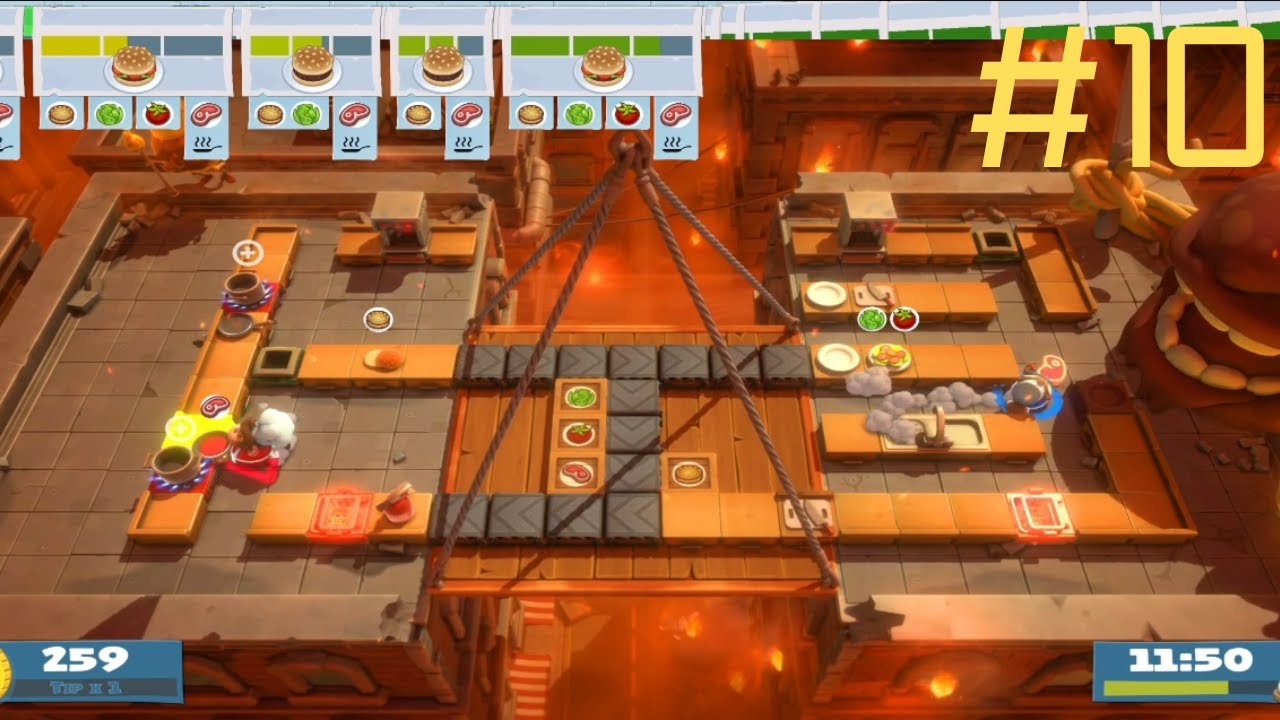 Overcooked! AYCE (2-player) #10 - Story 1: The Ever Peckish Beast level: The Peckening