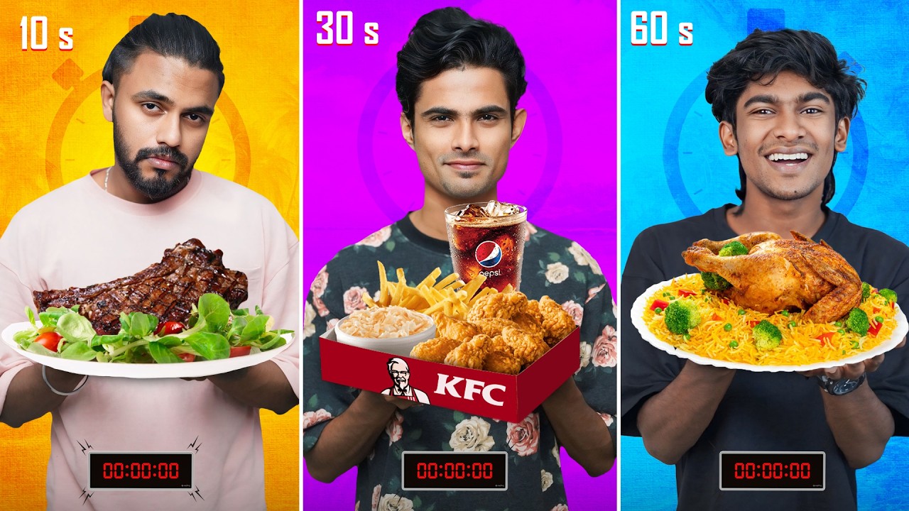 10 SEC vs 30 SEC vs 60 SEC Food Challenge 🤩 Full Fun 😂