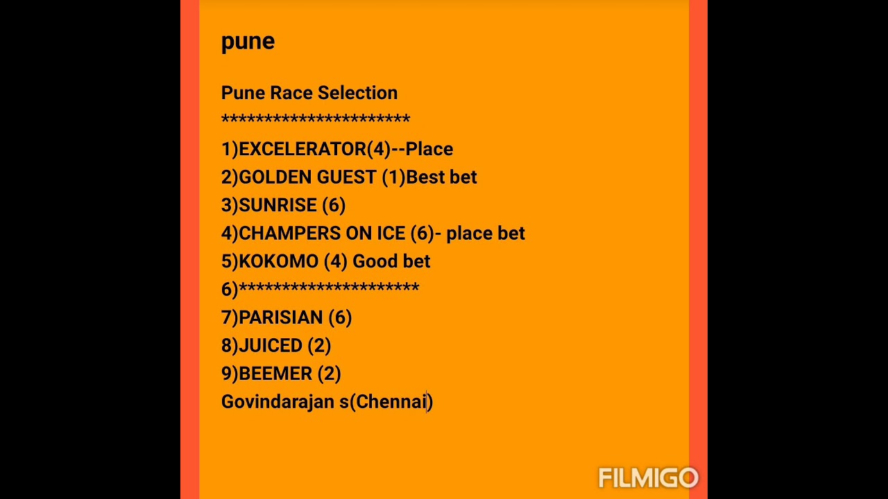 PUNE RACE SELECTIONS (30/10/21)  @ALLINDIARACE CHANNEL