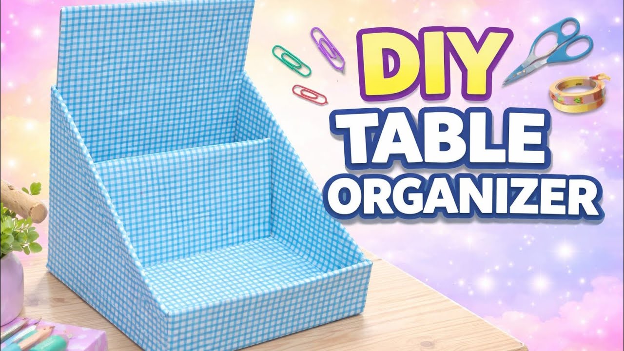 Diy easy table organizer || cardboard organizer ||books/diary holder @theartfulfairies1547