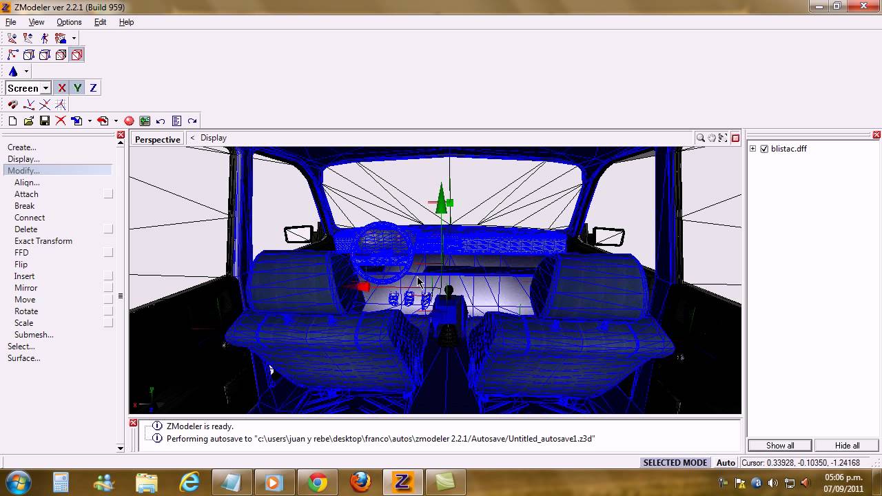 tutorial de como mover objetos de un auto en el zmodeler