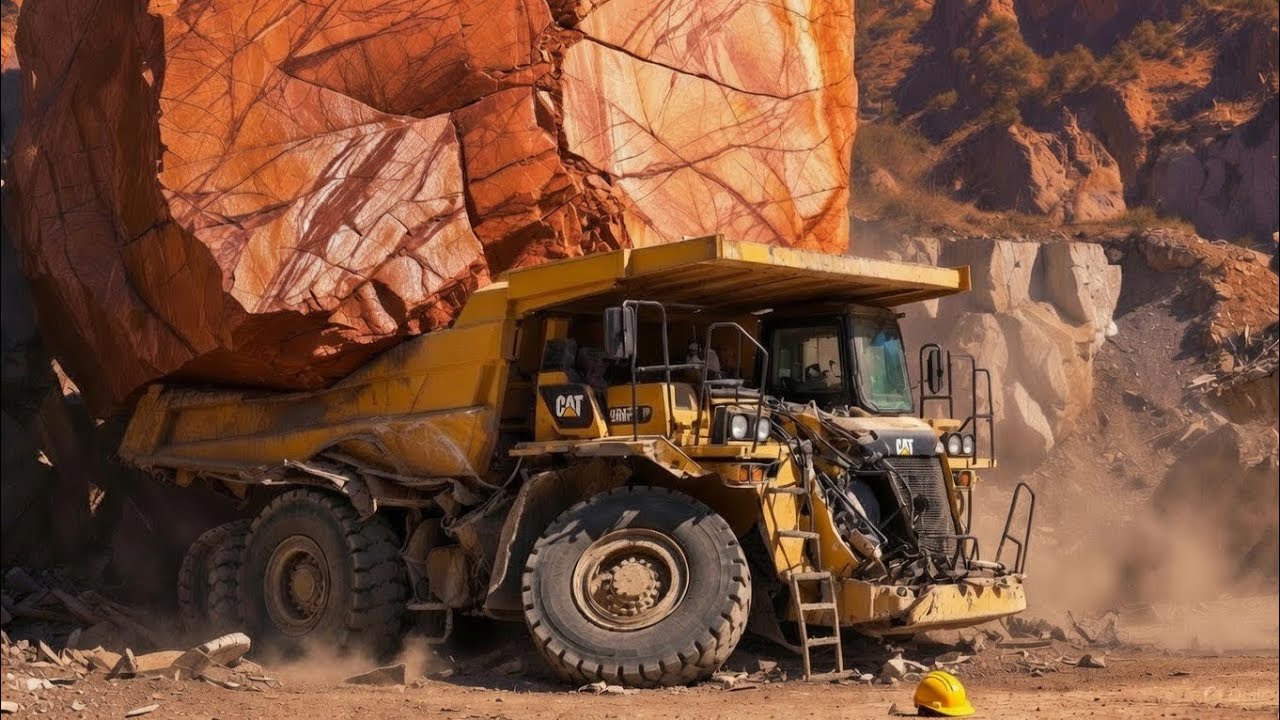 Extreme Marble Loading at Mountain Quarry | Giant Heavy Machinery in Action