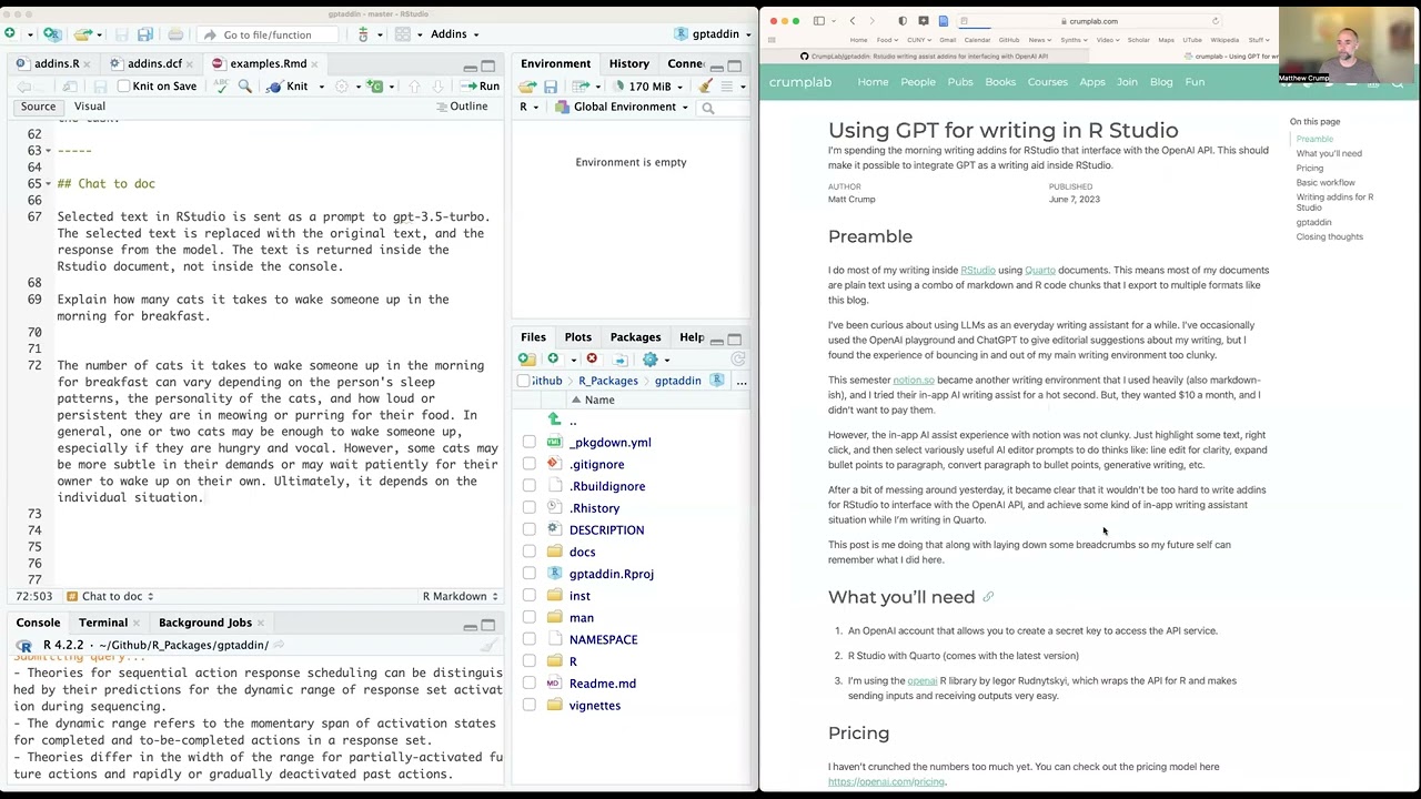 RStudio addins for using OpenAI models as a writing assistant