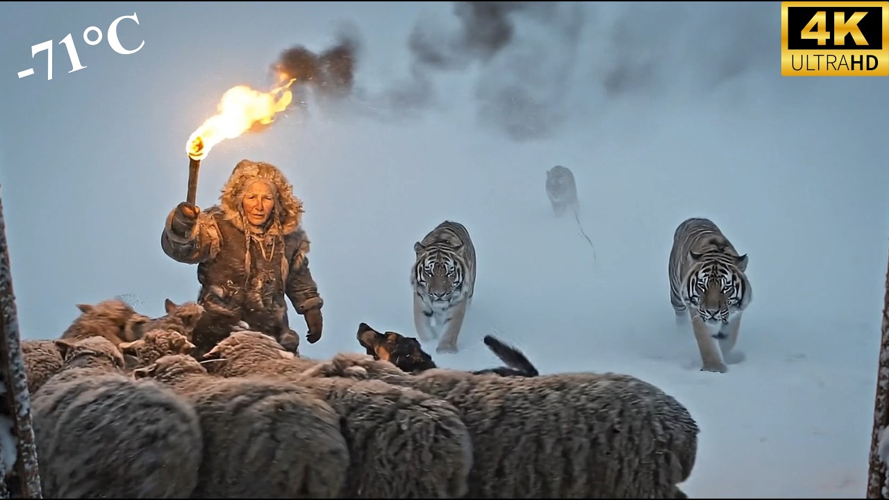 −79°C Whiteout Elderly Woman and Alaskan Dog Outmaneuver Tigers to Save the Flock.