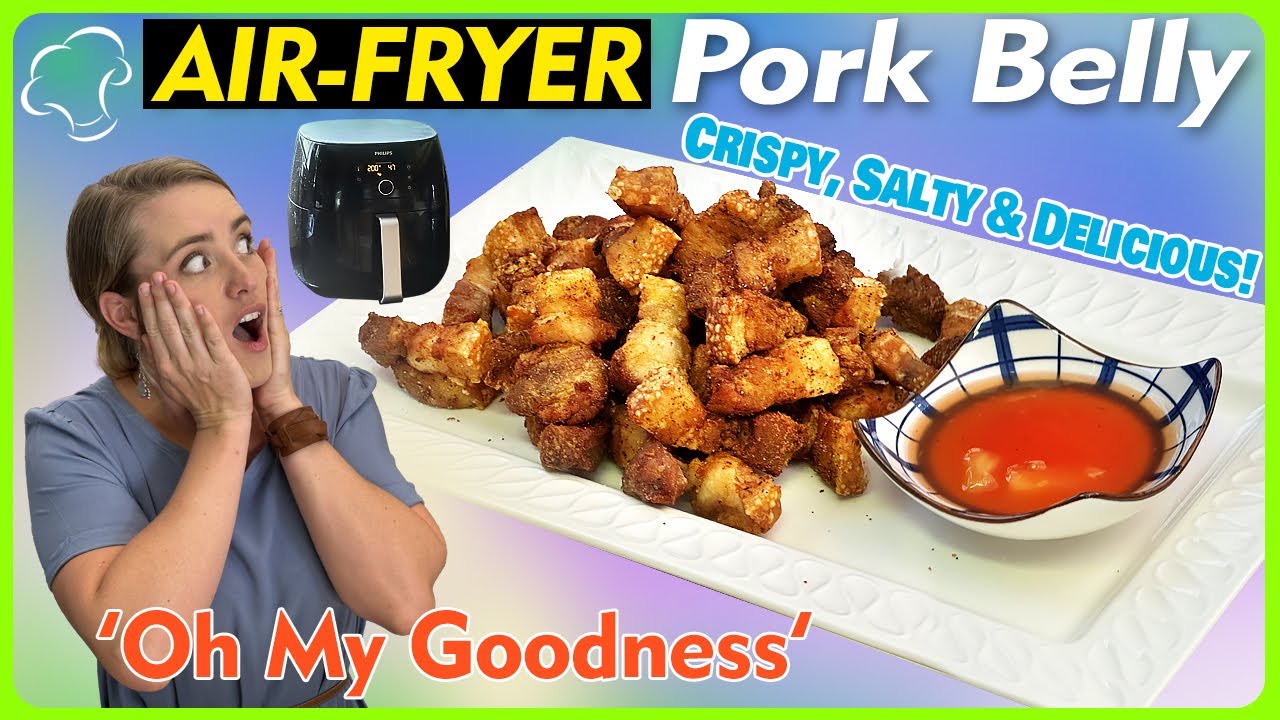 Amazing Air-fryer pork-belly bites in 16 minutes! You want to serve these! #airfryer