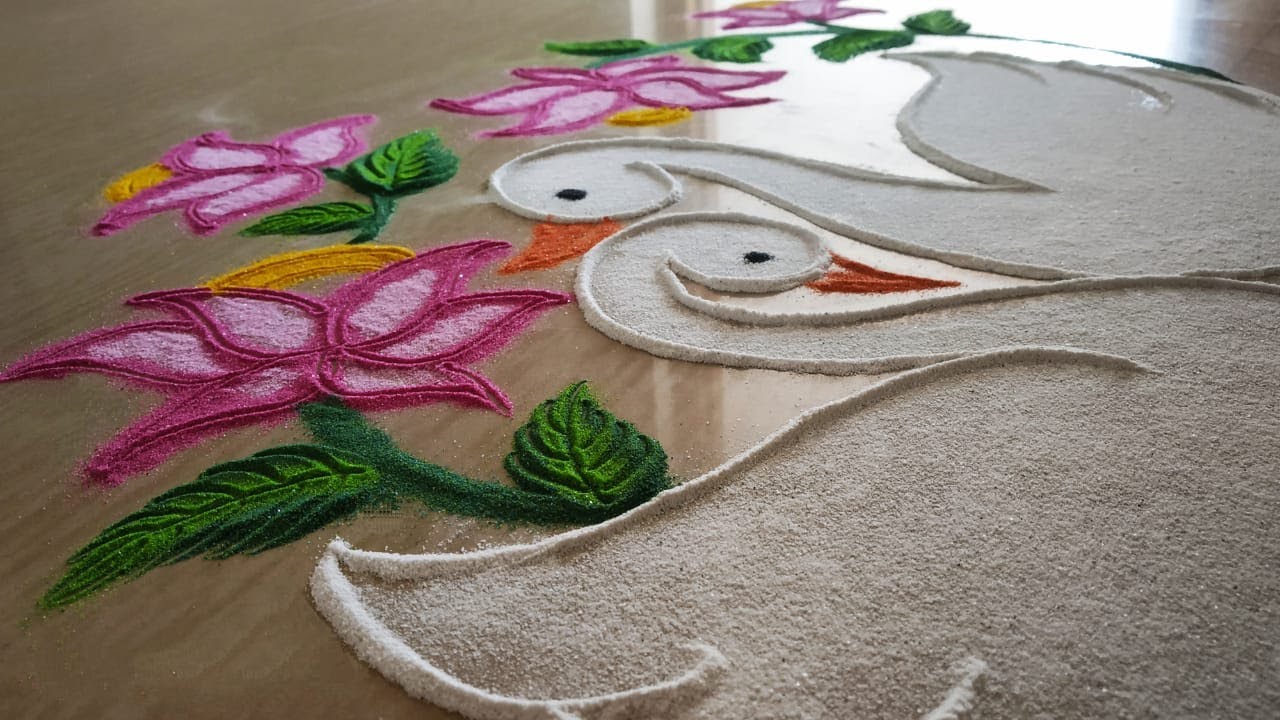 *New*Swan Rangoli Design || Beautiful Swan Rangoli designs || Amazing Kolam 2020