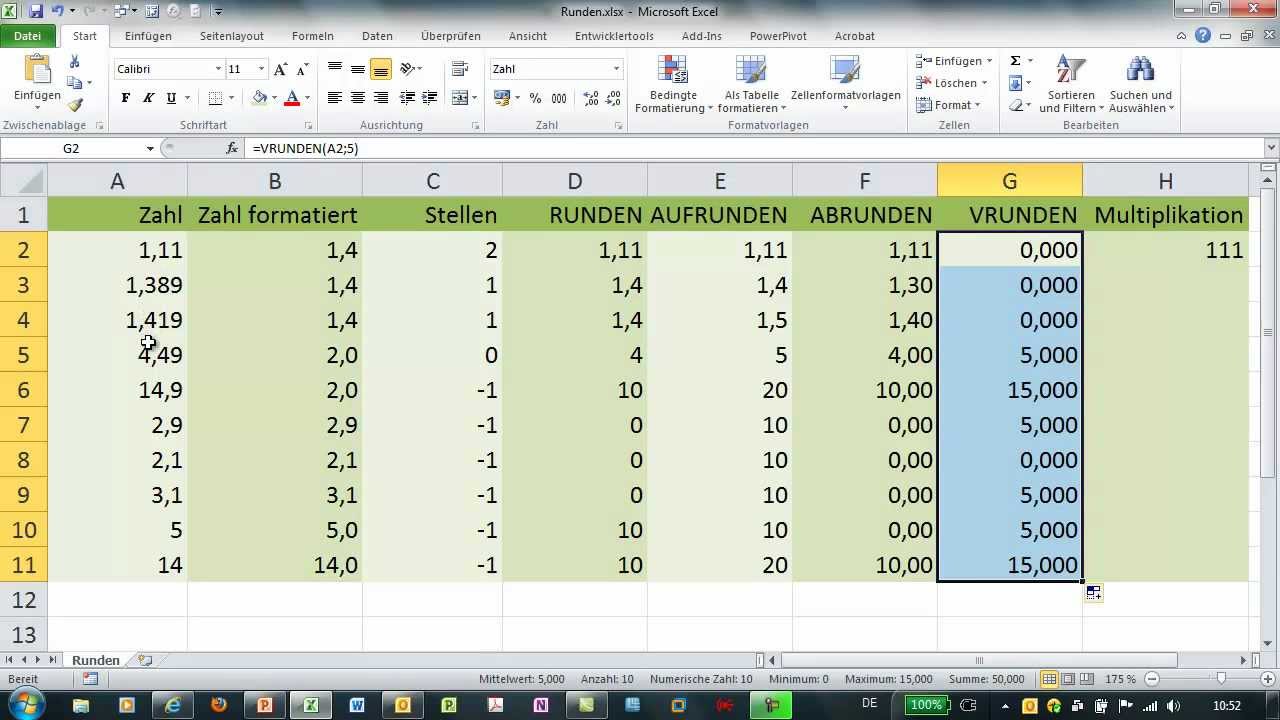 Excel - RUNDEN, AUFRUNDEN und ABRUNDEN