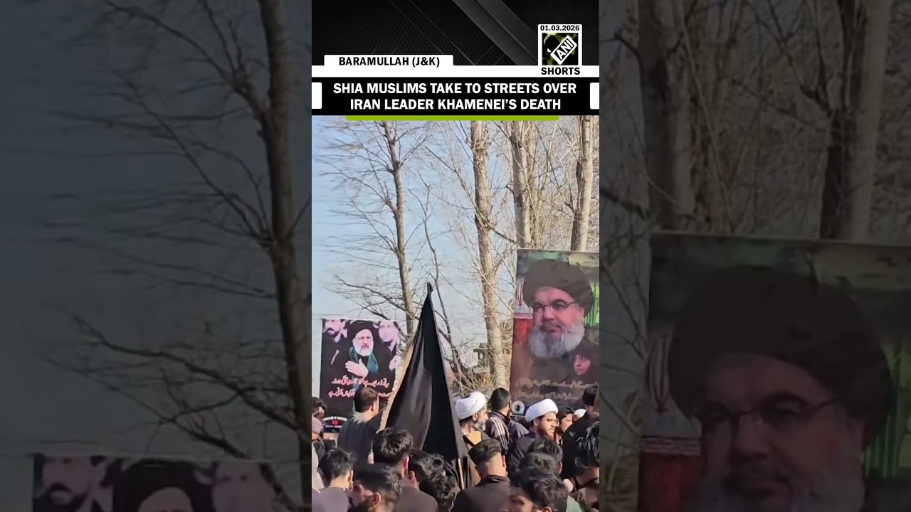 Shia Muslims take to streets in Baramullah to protest following death of Supreme Leader Khamenei