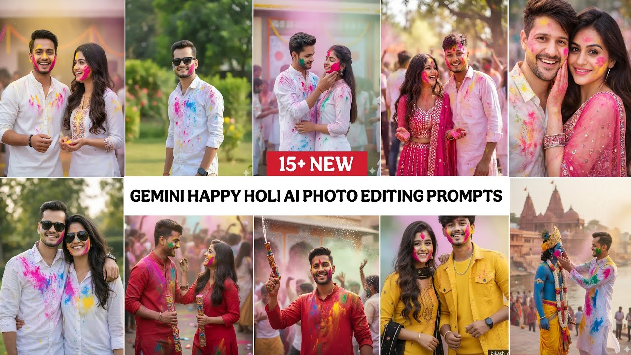 20+ Holi ai prompts | Ai se holi ka photo kaise banaen | Gemini photo edit holi | Gemini ai prompts