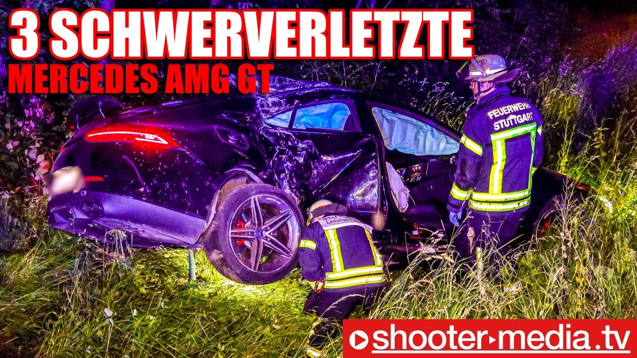 🚒 🚑  3 Schwerverletzte - Crash im Mercedes AMG GT  🚑 🚒 | 4 Rettungswagen + 2 Notärzte