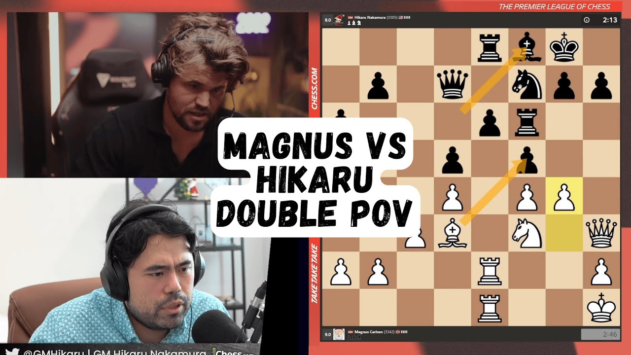 Magnus Carlsen vs Hikaru Nakamura Double POV in Titled Tuesday