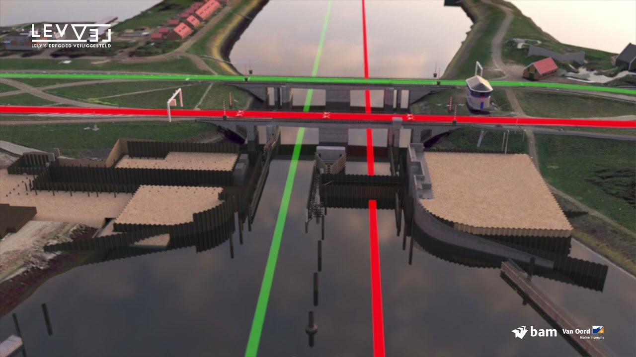 Animatie bouw keersluis Kornwerderzand