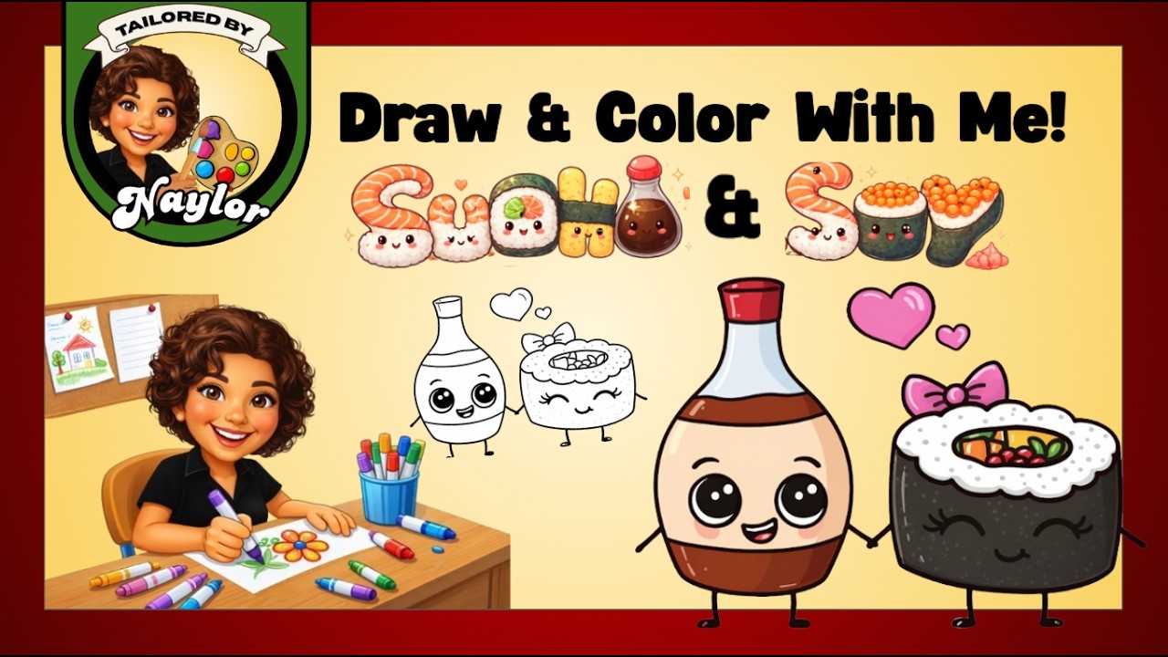 How To Draw A Cute Sushi & Soy Sauce