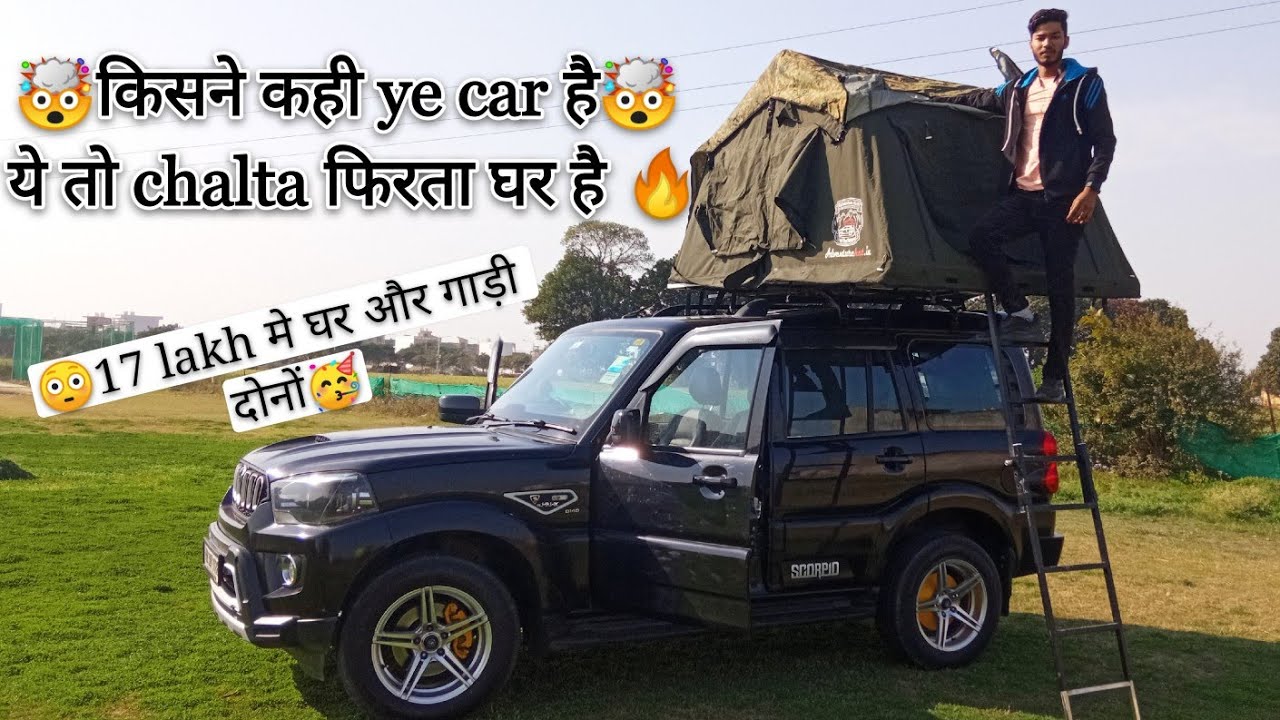 Mahindra Black Scorpio roof tent के साथ🔥आओ सारी details लेते है aaj इस car की 😳