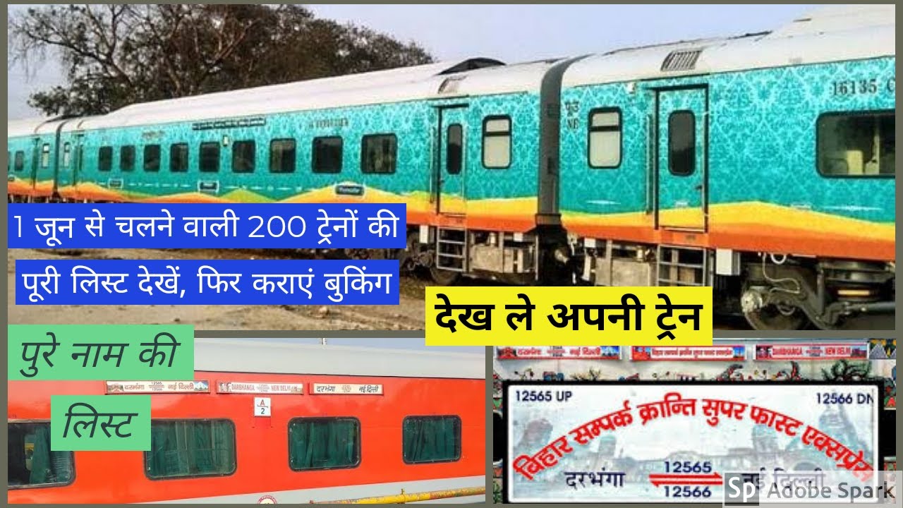200 special trains list of indian railways all trains name and details.