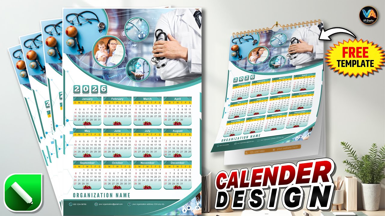 2026 Calendar Design CorelDRAW 🔥 Wall Calendar | Free CDR File | Step by Step