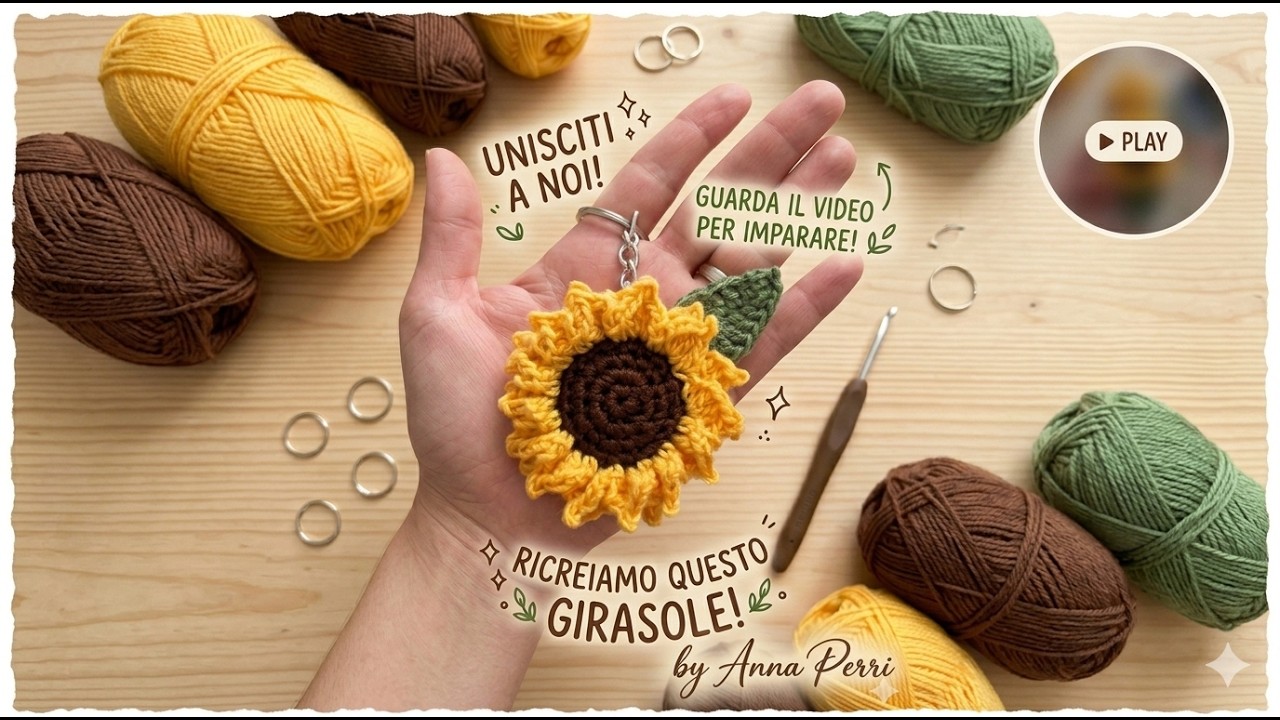 Portachiavi Girasole ( Sunflower Keychain - Llavero Girasol ) By Anna Perri .