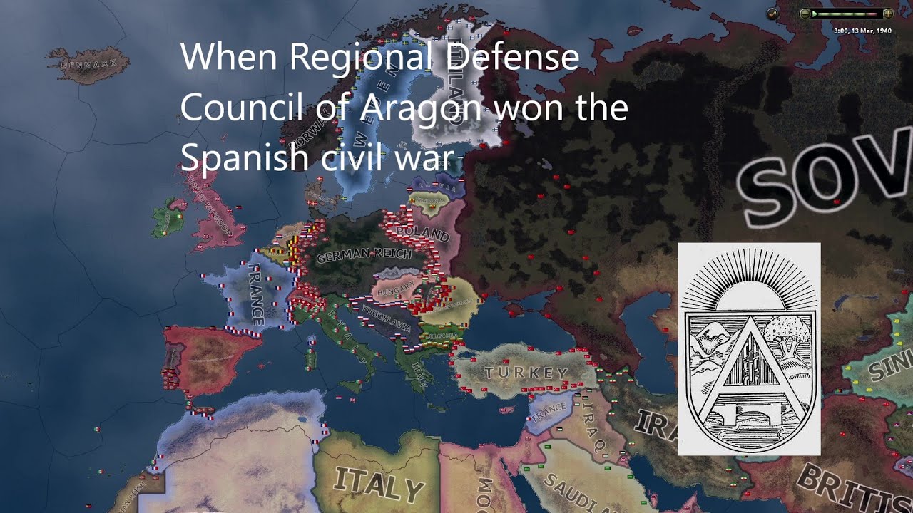 When Regional Defense Council of Aragon won the Spanish civil war - Hoi4 Timelapse