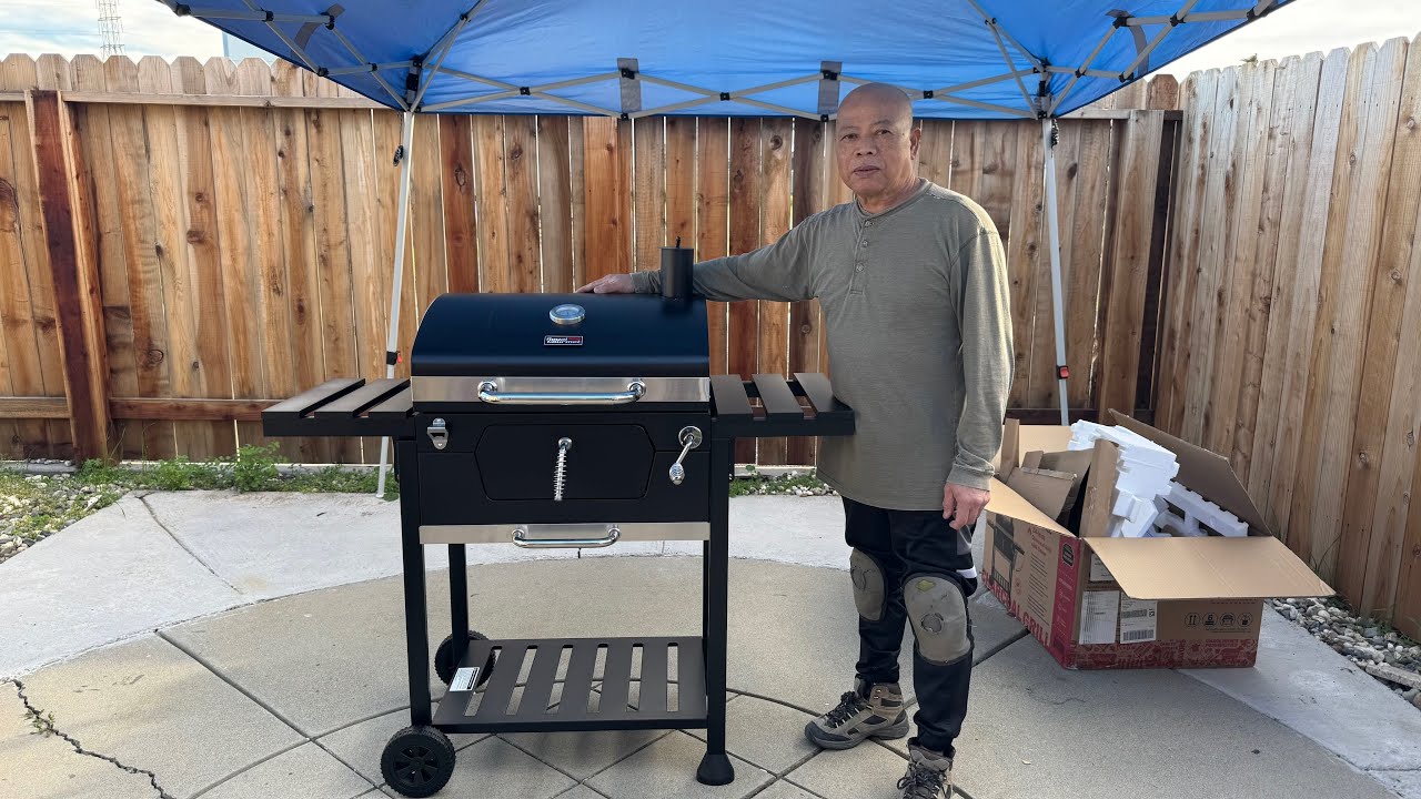 ROYAL GOURMET Charcoal Grill with 2 Side Table in Black Plus a Cover