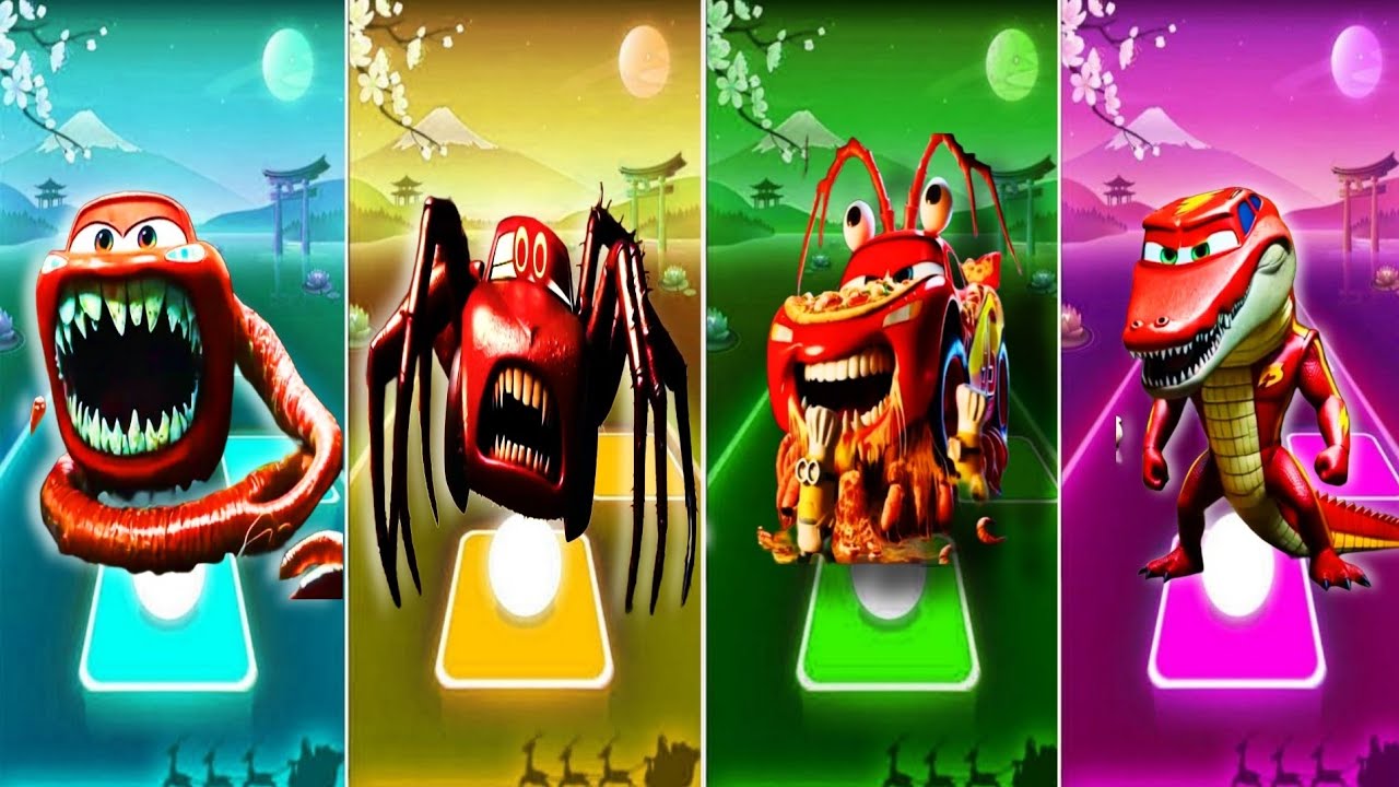 SCARY Lightning McQueen EVOLUTION in Tiles Hop! (Monster Cars Edition)🚗👹🔥#TilesHop #LightningMcQueen