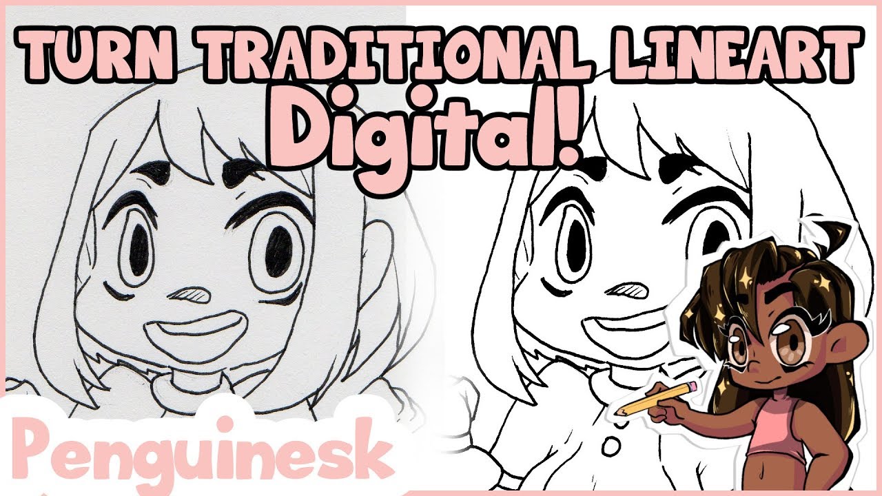 How to Turn Traditional Lineart, Digital! Clip Studio Paint Tutorial || PenguinEsk ||