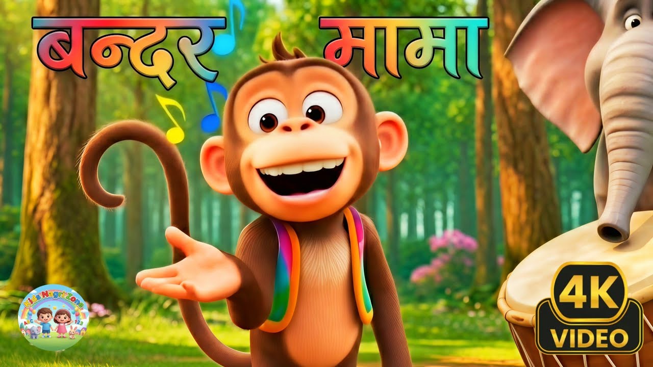 बन्दर मामा ||बन्दर मामा का डांस||बन्दर माम हिन्दी कार्टून वीडियो||Kids Nagri Zone||Kids Hindi Video 