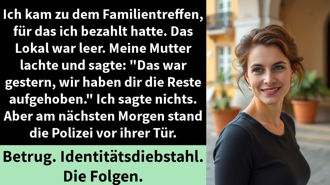 Ich kam zu dem Familientreffen, für das ich bezahlt hatte  Das Lokal war leer  Meine Mutter lachte
