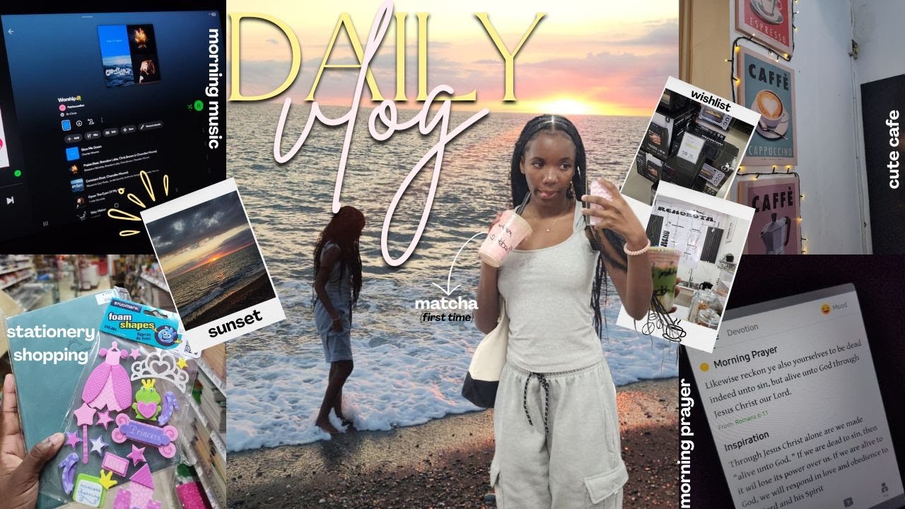daily vlog | trying matcha, stationery shopping + haul, scrapbook, hidden gem in St. Thomas, sunset
